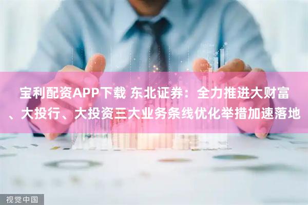 宝利配资APP下载 东北证券：全力推进大财富、大投行、大投资三大业务条线优化举措加速落地